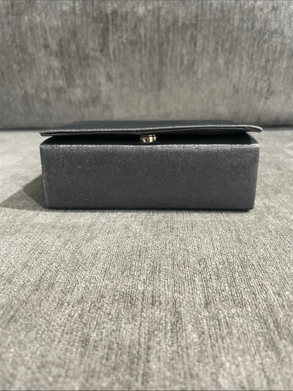 Vintage Gray Satin Structured Evening Mini Box Bag